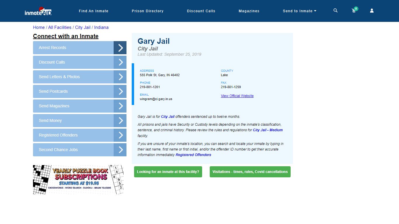 Gary Jail | Inmate Locator