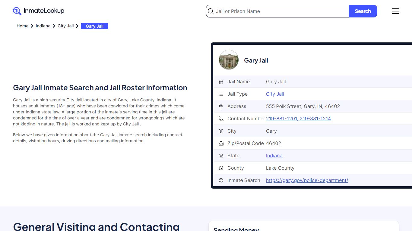 Gary Jail Inmate Search and Jail Roster Information